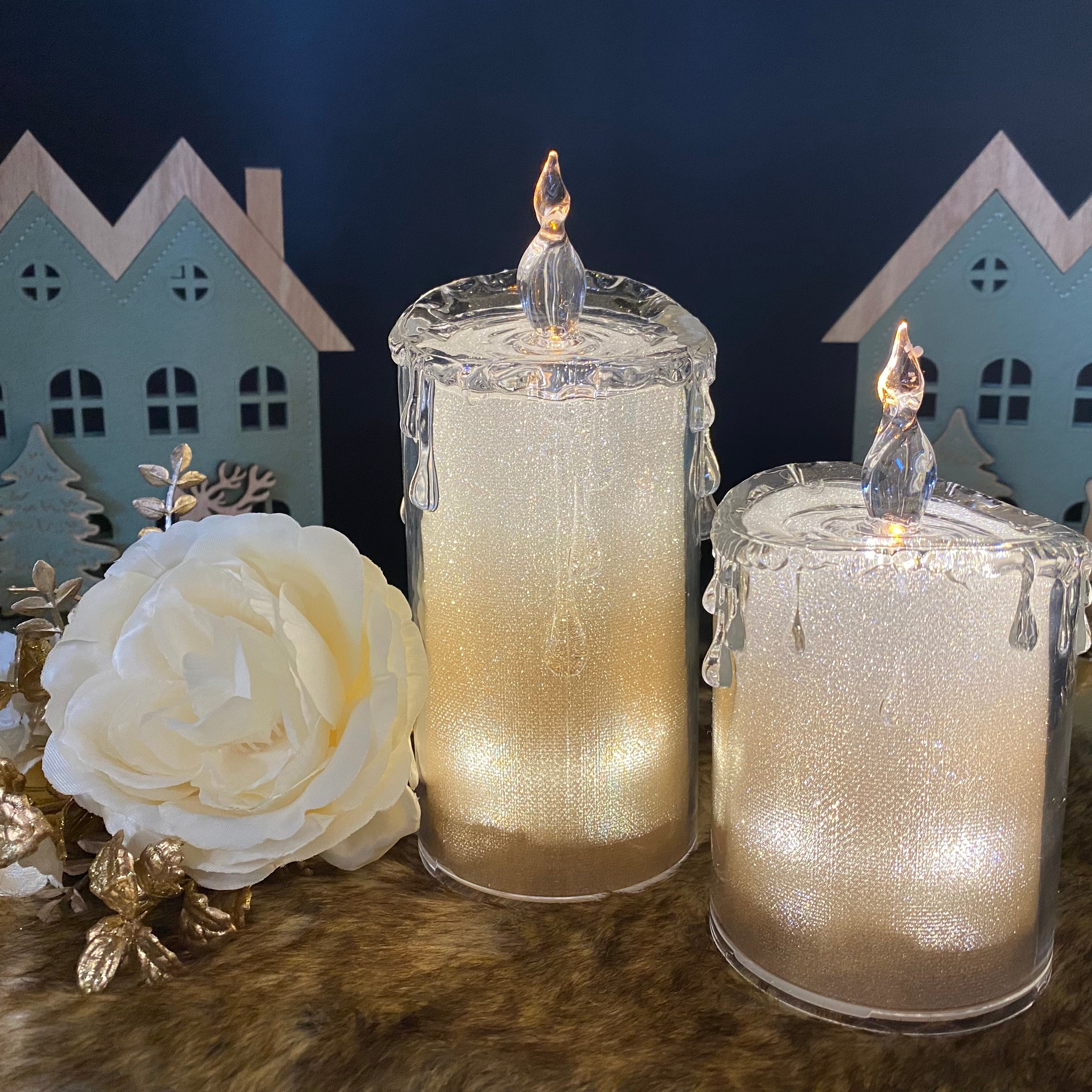 LED Kerzen aus Acryl gold-creme 13 cm oder 18 cm