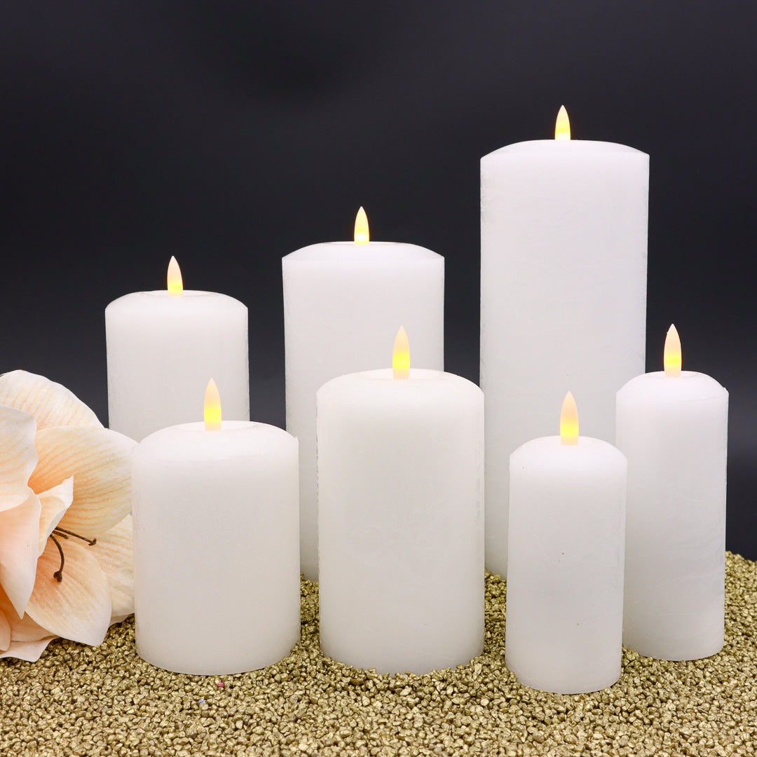 Luxury Style LED Kerzen Rustik-Optik Weiß