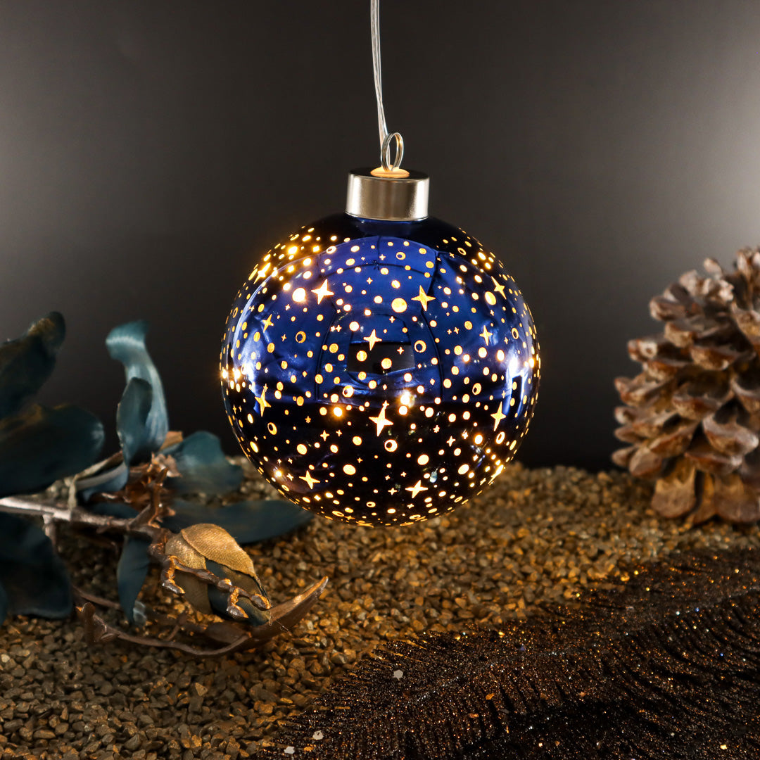 LED Kugel Sternenhimmel Royalblau mit Timer 10 cm