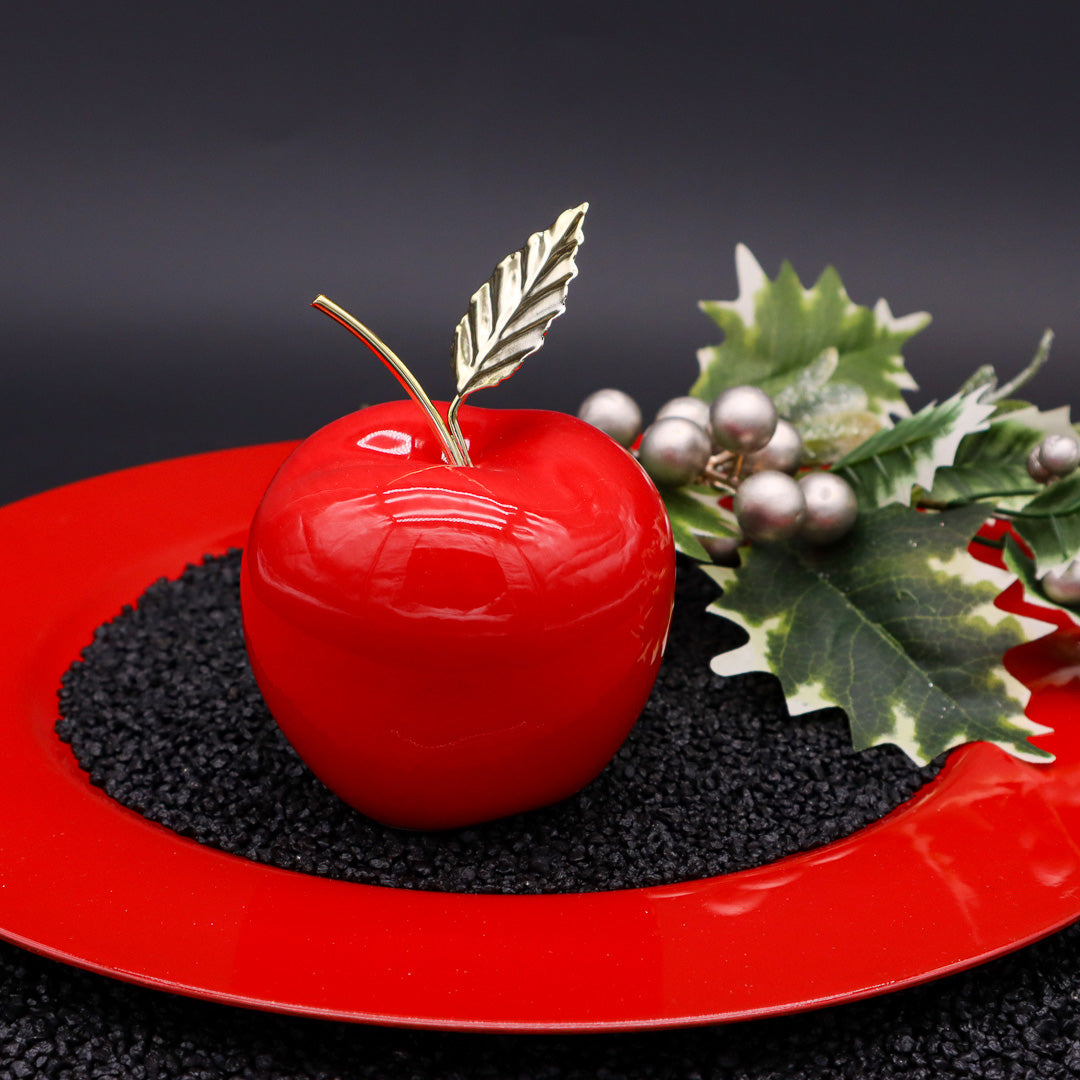 Luxuriöser Deko-Apfel in Rot und Gold glänzend 12 cm