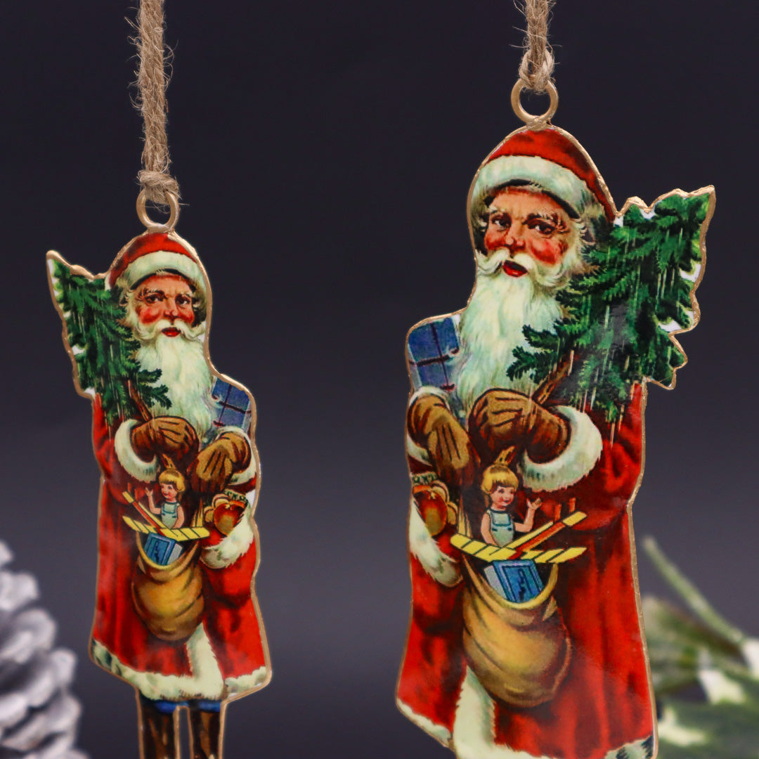 Nostalgie Weihnachtsmann aus Blech zum Hängen 13 cm oder 18 cm