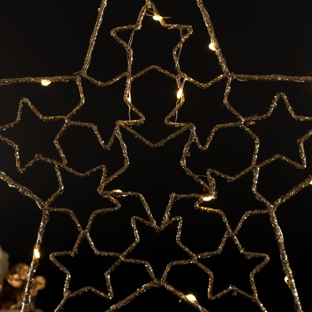 Großer LED Stern hängend, Gold 35 cm