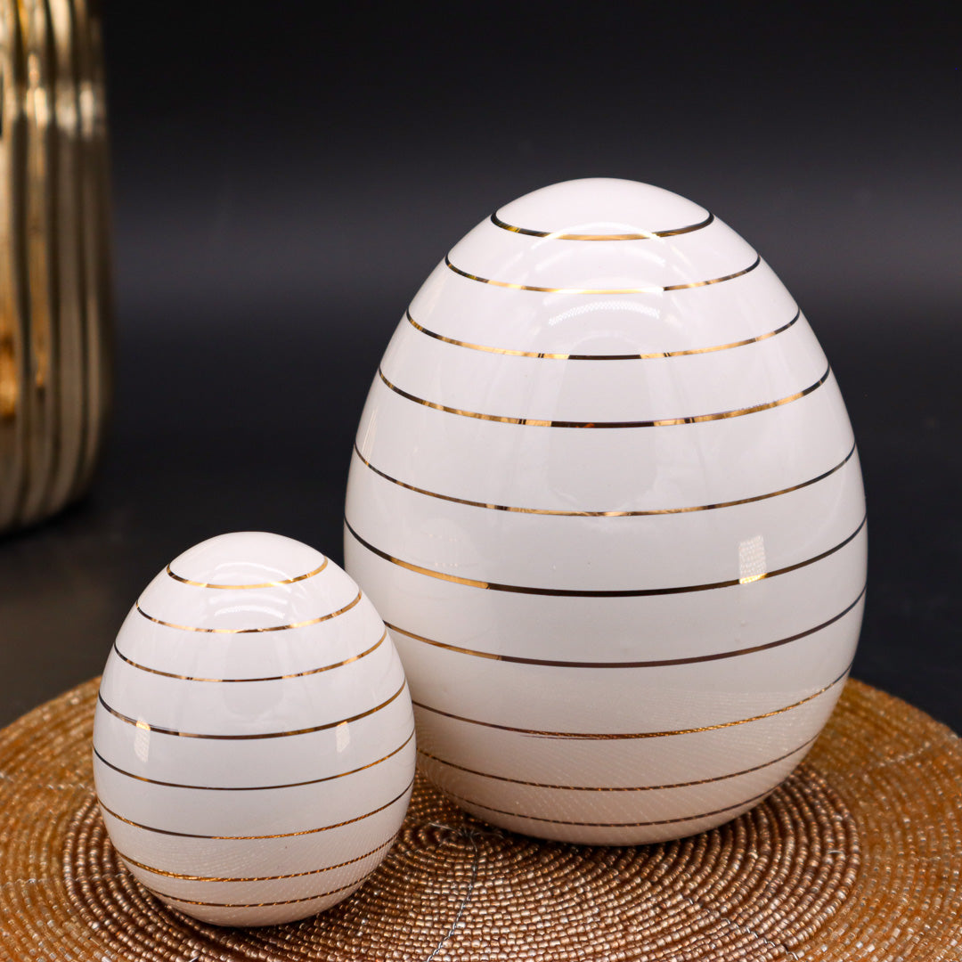 Keramik Ei in Weiß-Gold 6 cm oder 12 cm