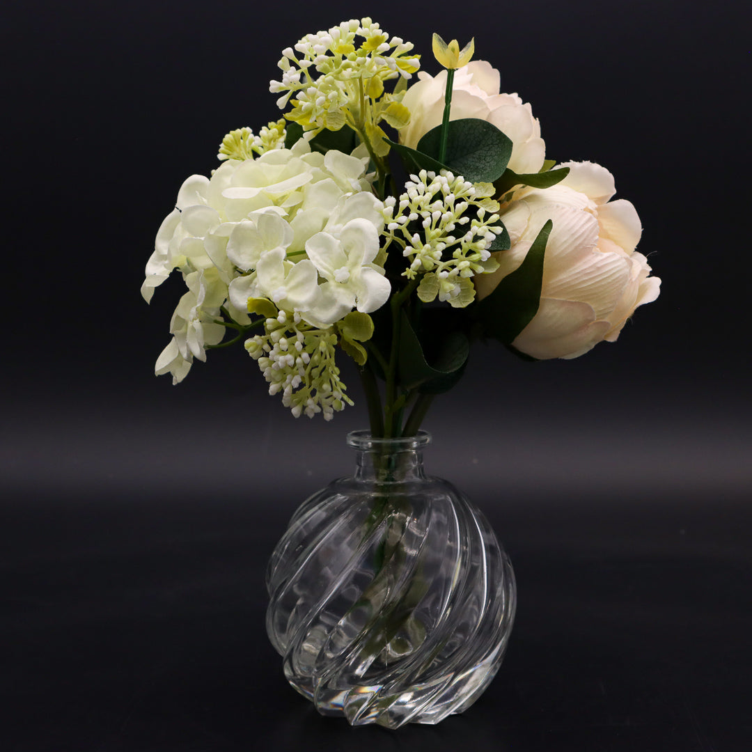 Blumen Bouquet in Glasvase 24 cm Creme