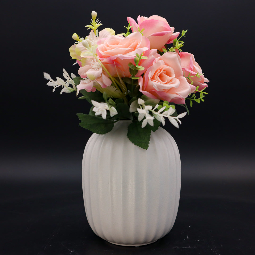 Vase bauchig in Weiß oder Schwarz mattiert 15 cm