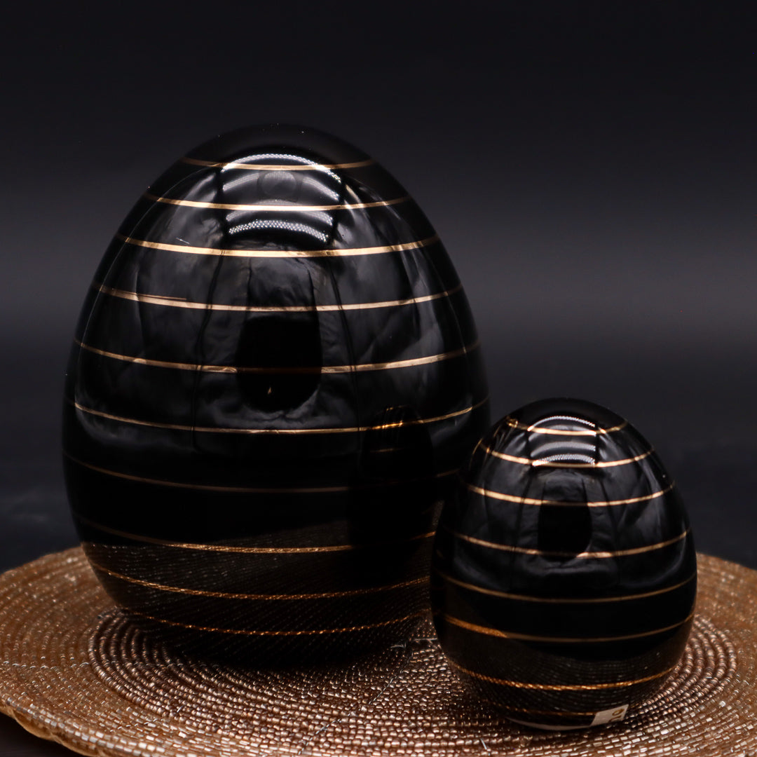 Keramik Ei in Schwarz-Gold 6 cm oder 12 cm