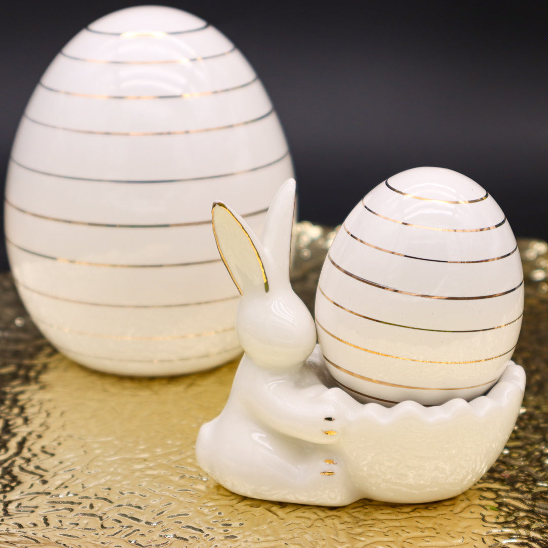 Porzellan Eierbecher 8 cm Weiß-Gold