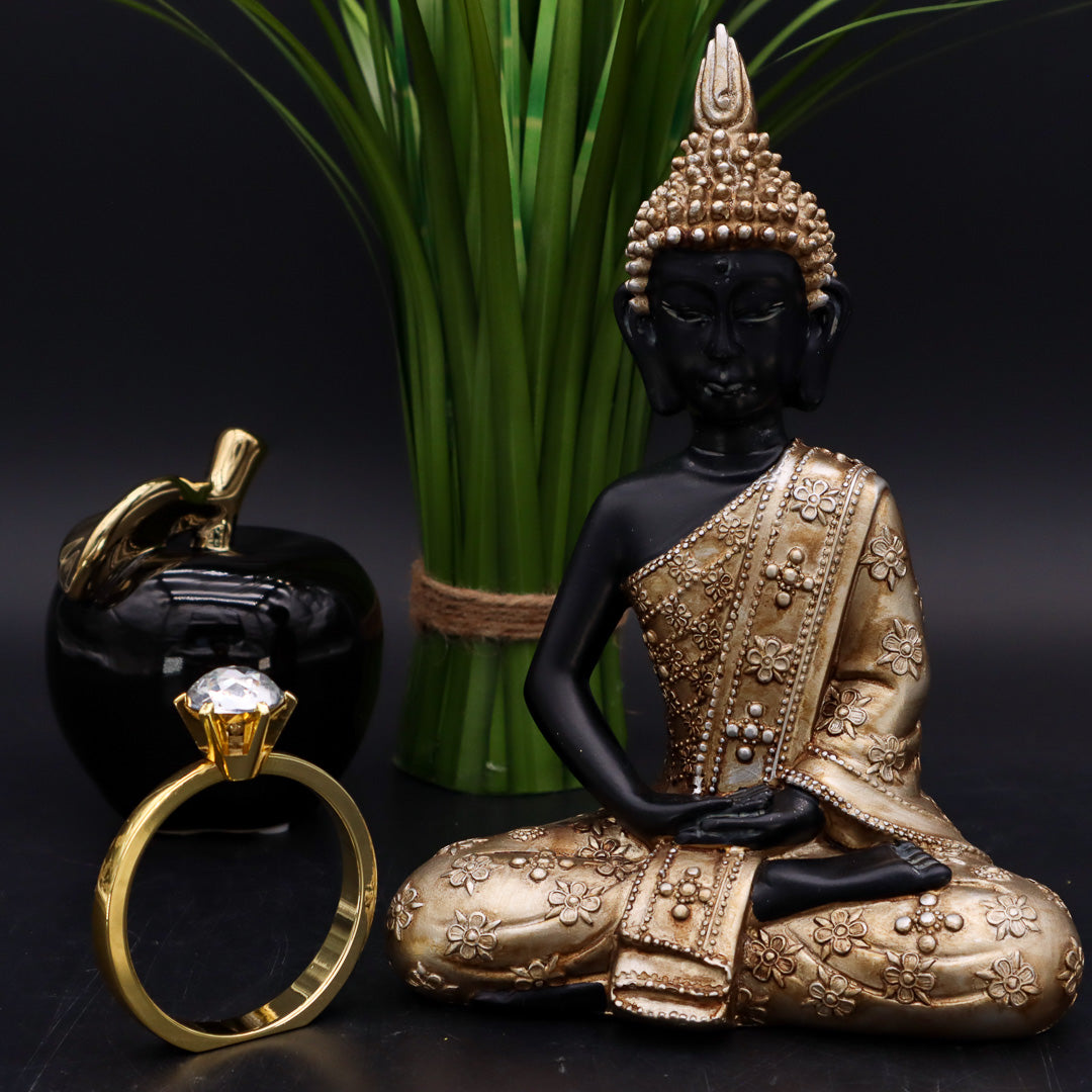 Buddha Schwarz-Gold 22 cm