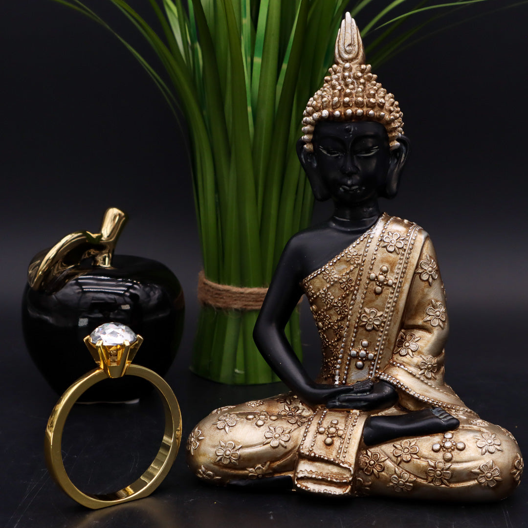Buddha Schwarz-Gold 22 cm