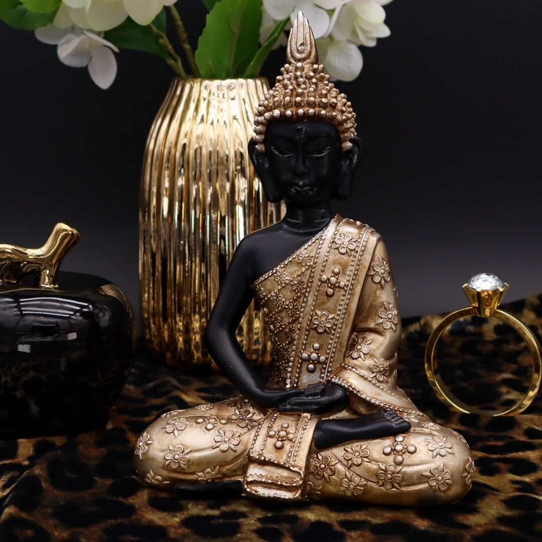 Buddha Schwarz-Gold 22 cm