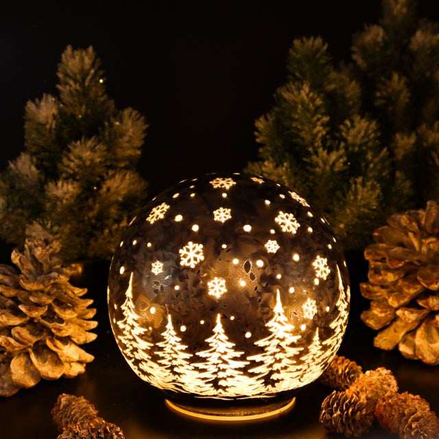 LED-Kugel geeister Winterwald in Anthrazit 10 cm, 12cm oder 15 cm