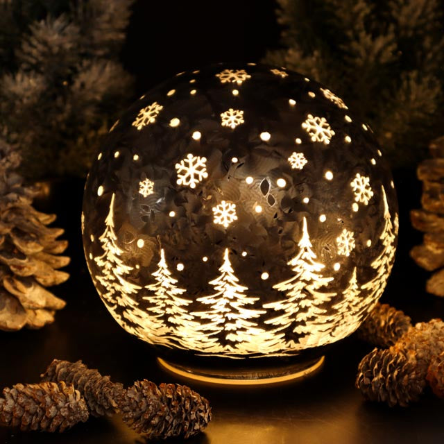 LED-Kugel geeister Winterwald in Anthrazit 10 cm, 12cm oder 15 cm