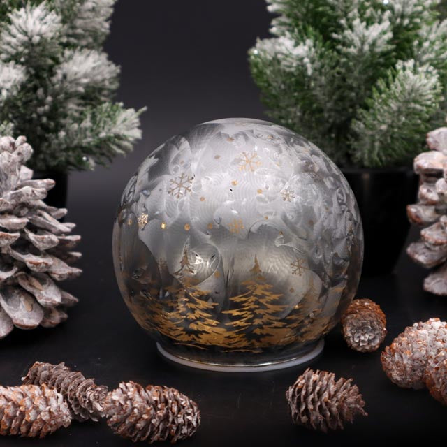 LED-Kugel geeister Winterwald in Anthrazit 10 cm, 12cm oder 15 cm