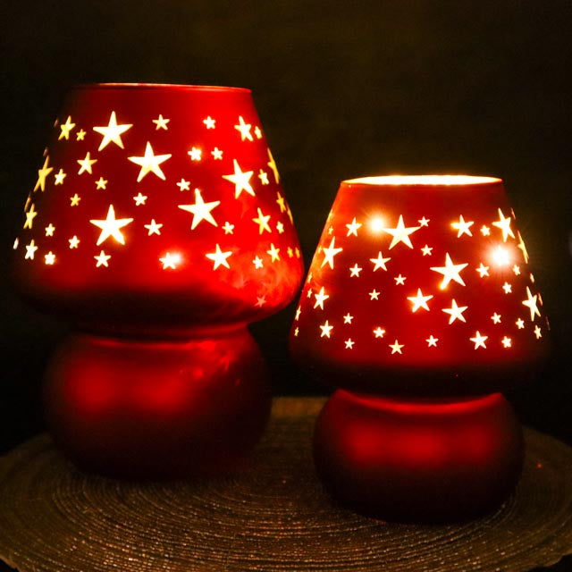 LED Tischlampe mit Sternen in Rot 15 cm oder 20 cm