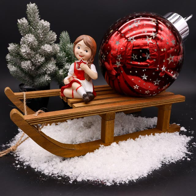 LED stehende Christbaumkugel Rot-Silber 16 cm oder 20 cm