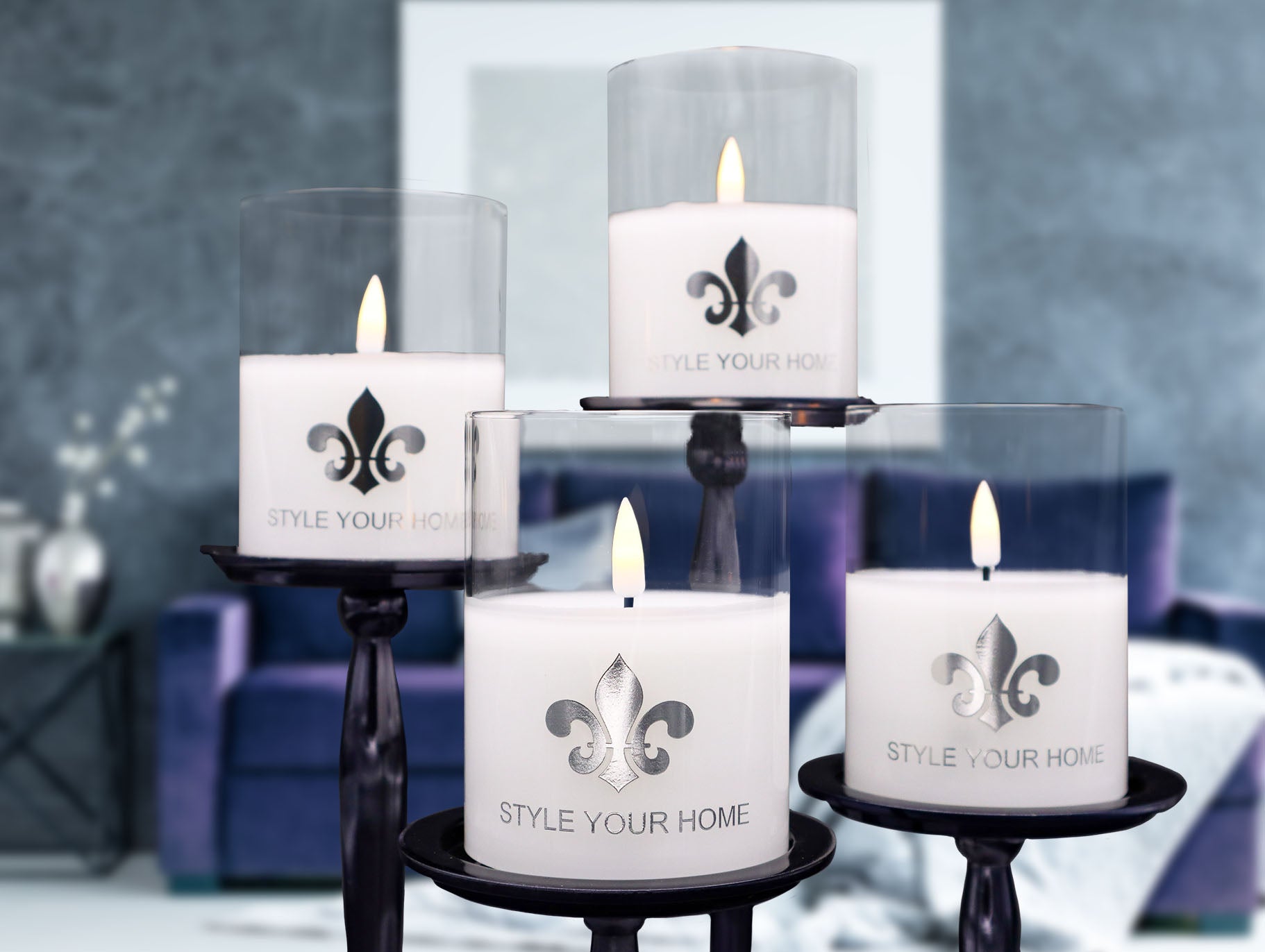 4er Set Flammenlose Glaskerzen by Style Your Home in Silber