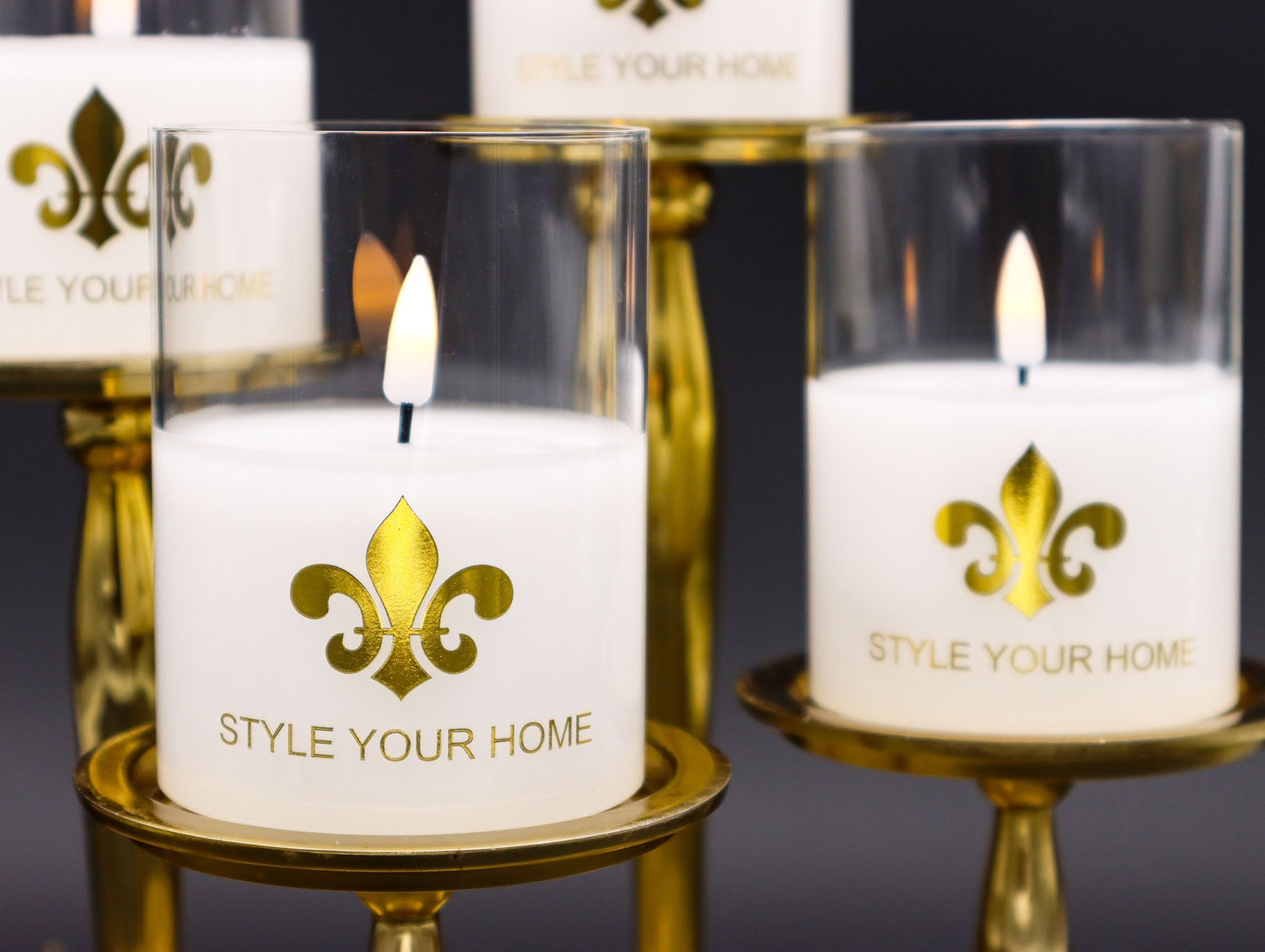 4er Set Flammenlose Glaskerzen by Style Your Home in Gold