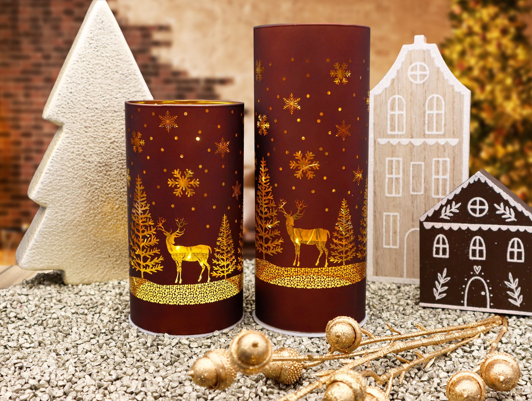 LED Sternen-Windlicht Kaffee mit Waldmotiv 15 cm oder 20 cm – ❤️ Style your  home - Dekoration mit Herz ❤️