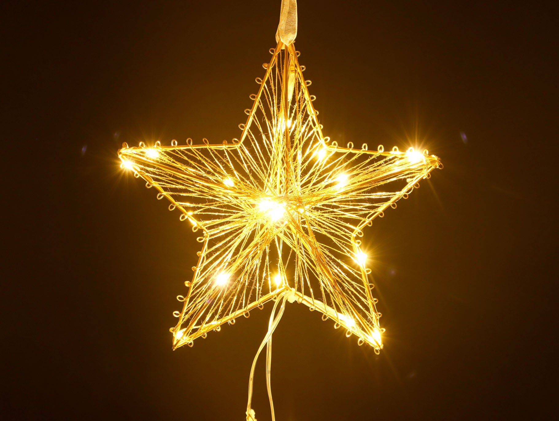 Beleuchtete Sternengirlande 60 cm Gold mit Netzteil