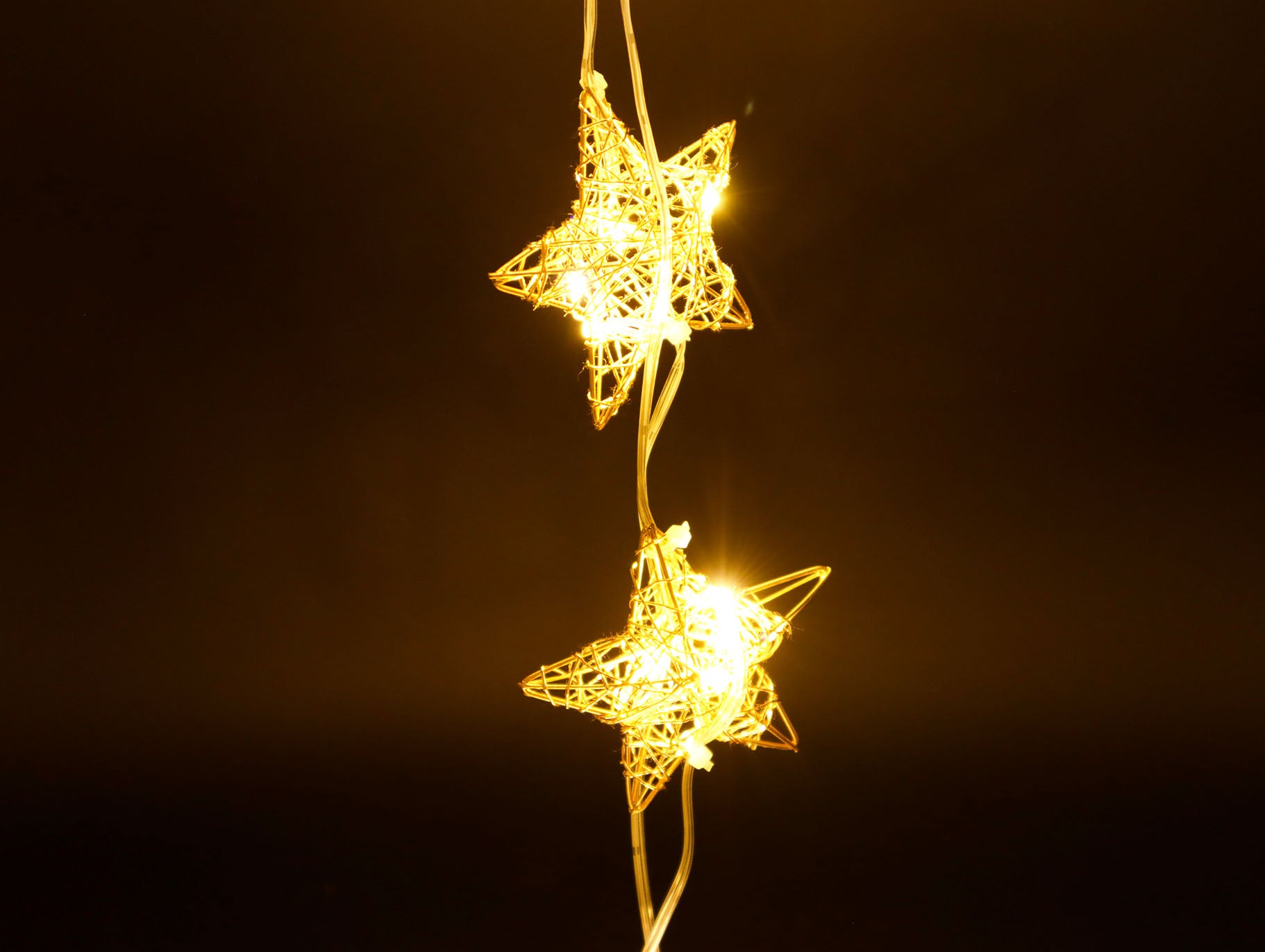Beleuchtete Sternengirlande 60 cm Gold mit Netzteil