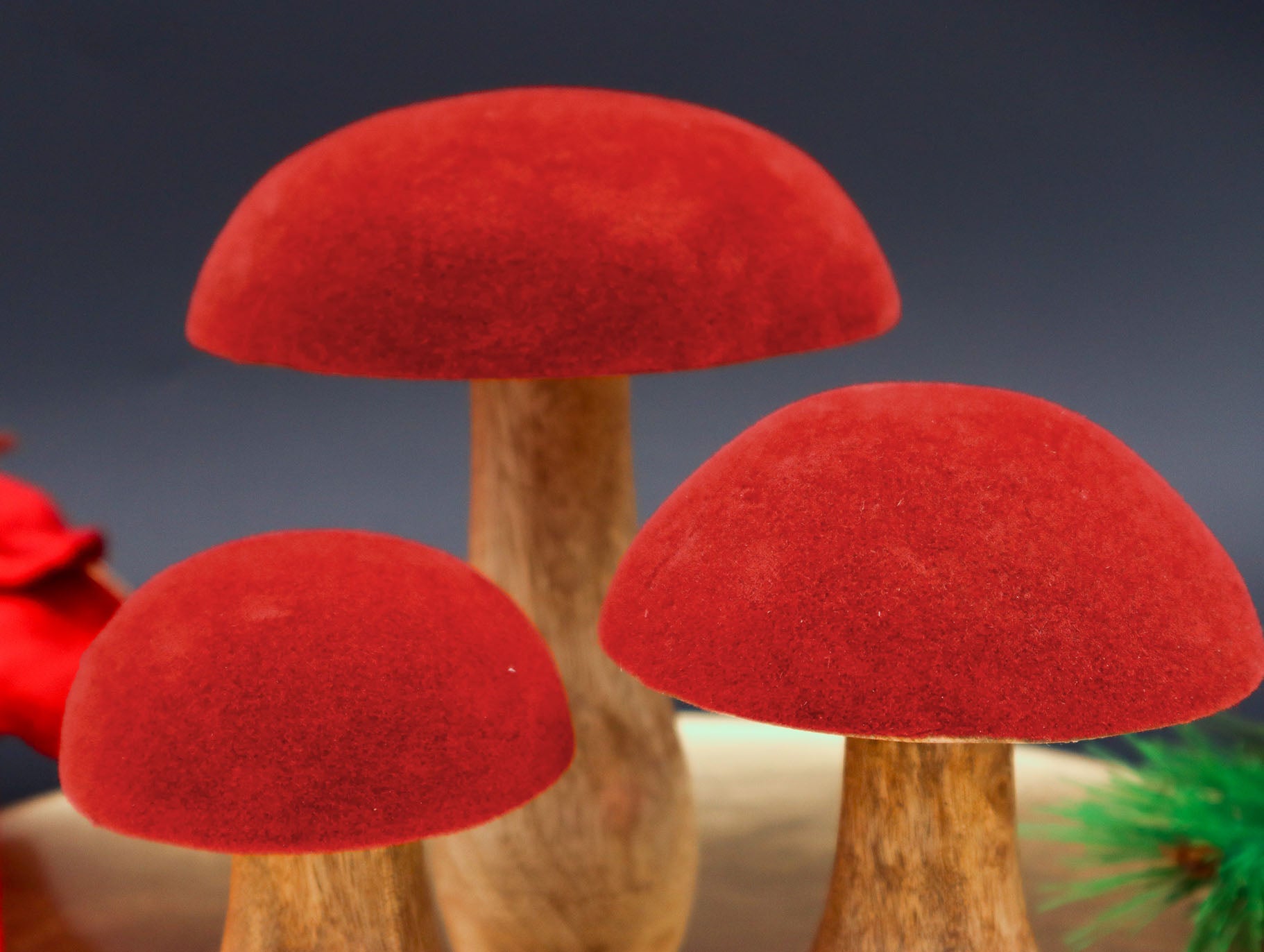 Pilz aus Mangoholz in Samt Rot 7cm, 11cm oder 14cm