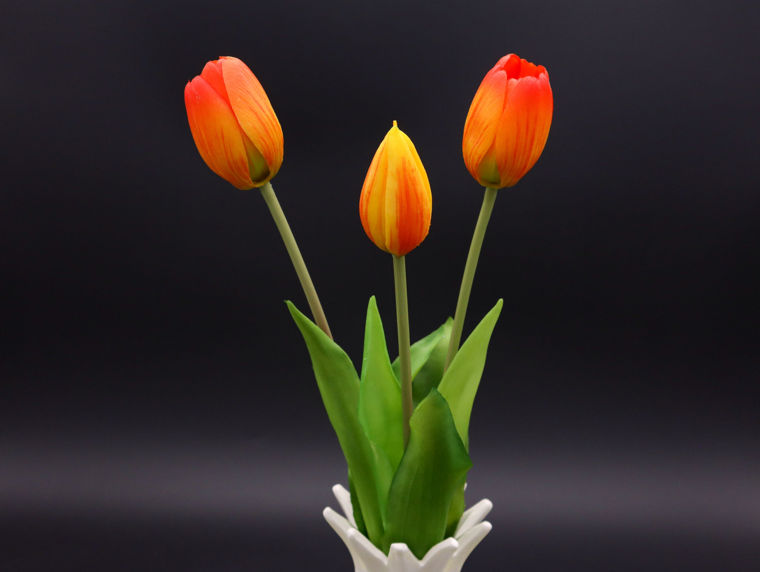 3 Tulpen Orange mit Real Touch Effekt 39 cm