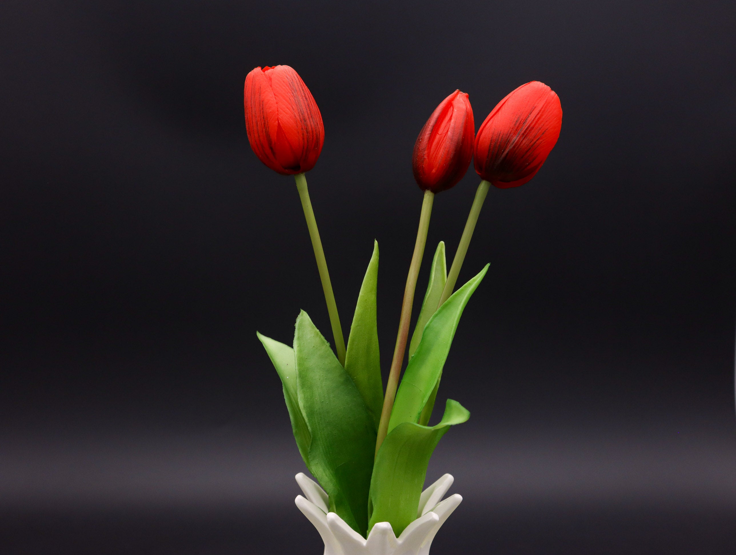 3 Tulpen Rot mit Real Touch Effekt 39 cm