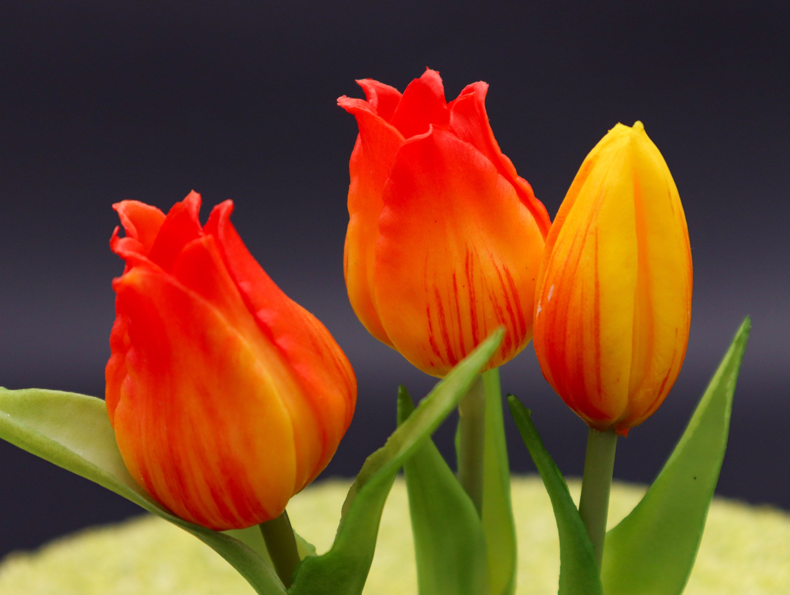 Tulpen mit Schleife und Real Touch Effekt in Orange