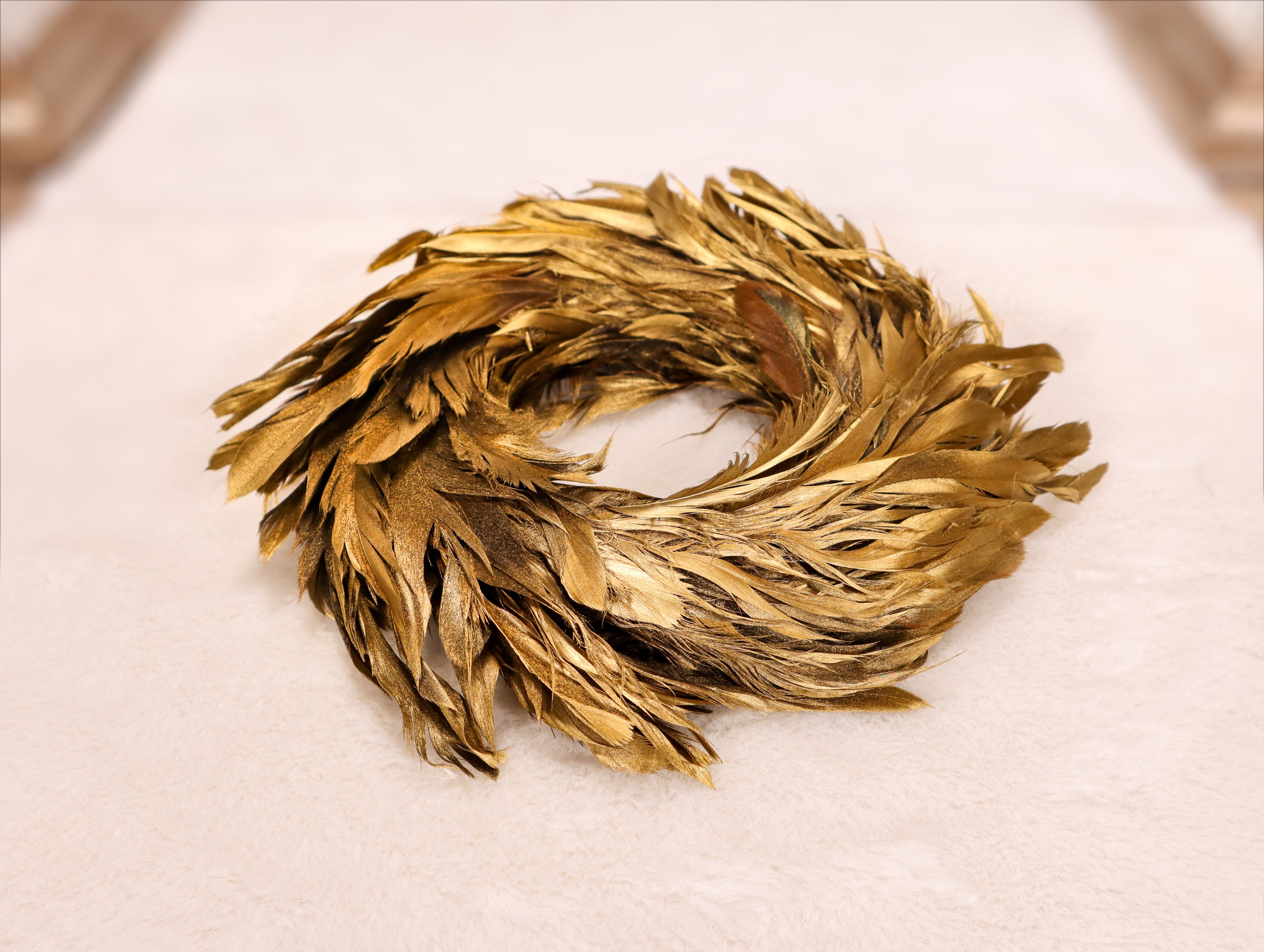 Federkranz in Gold mit ca. 22 cm, 30 cm oder 35 cm Ø