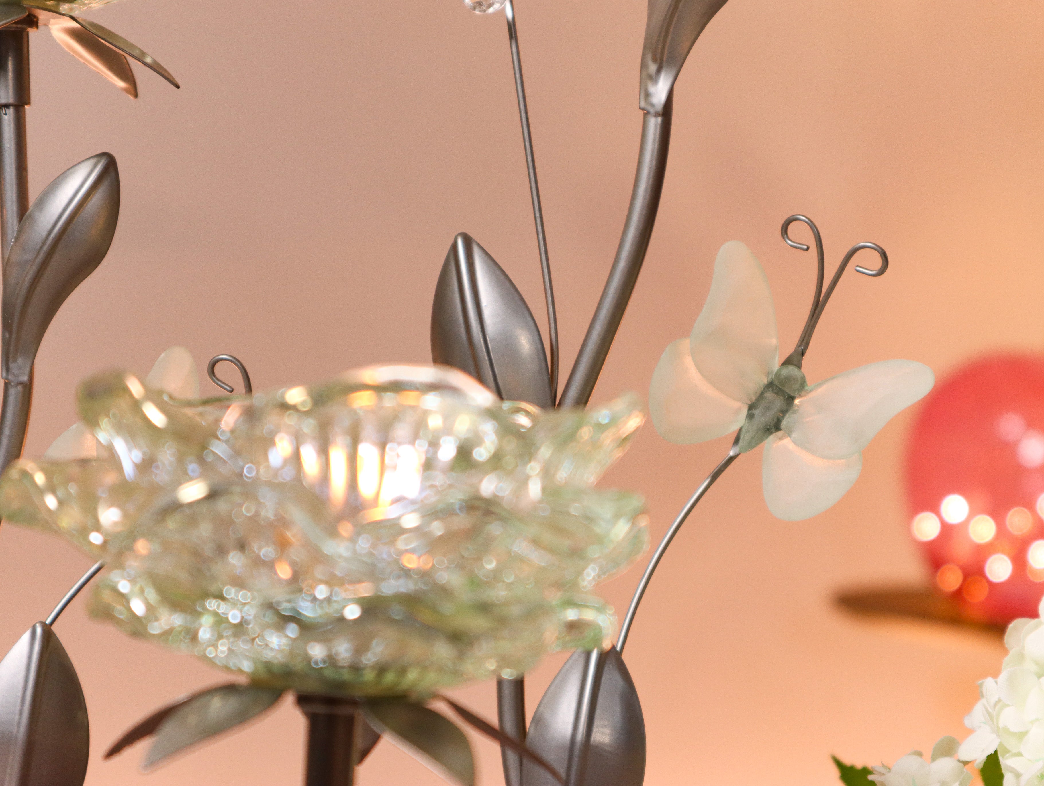 Blumiger Kerzenständer für Teelichter Mintgrün 15cm, 26cm oder 32cm
