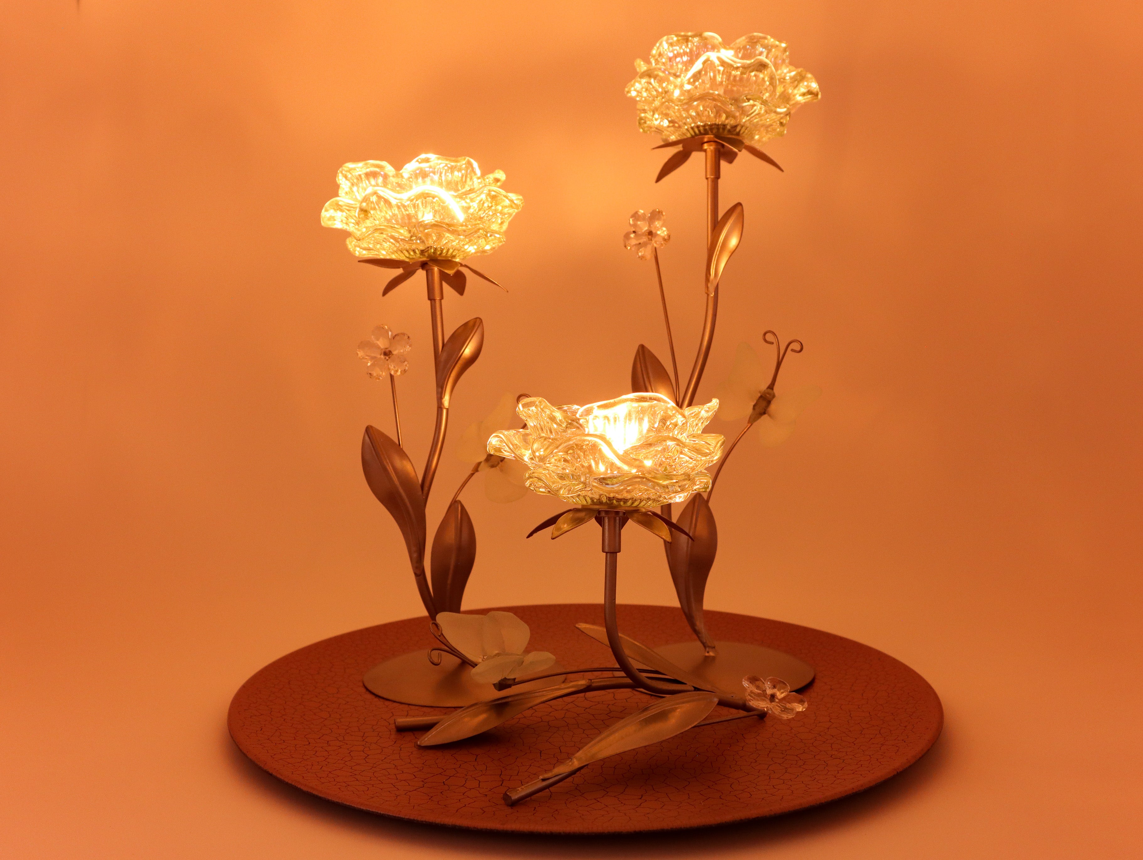 Blumiger Kerzenständer für Teelichter Mintgrün 15cm, 26cm oder 32cm