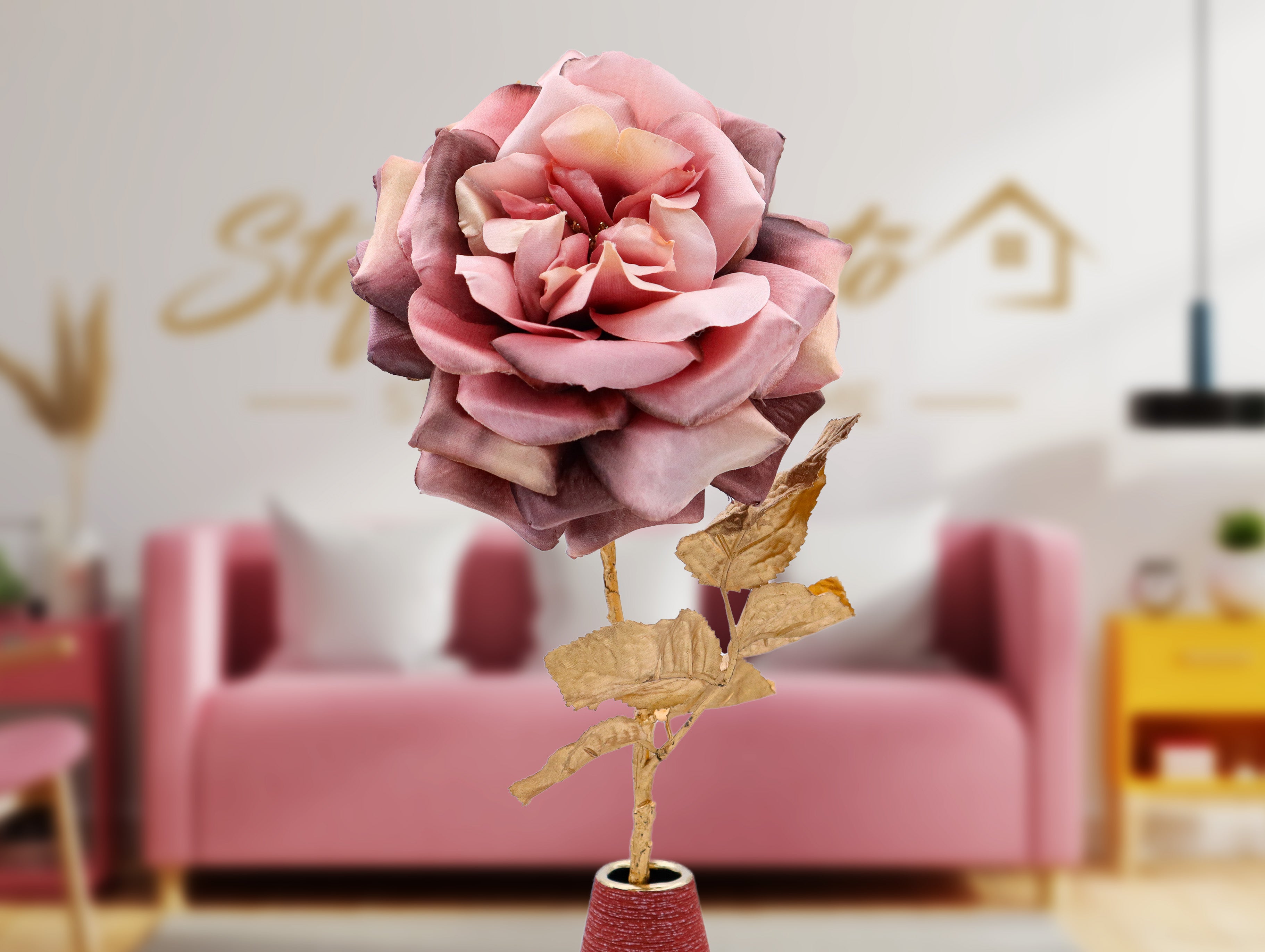 Luxury Rose aus Satin Purple Rosé Gold 55 cm