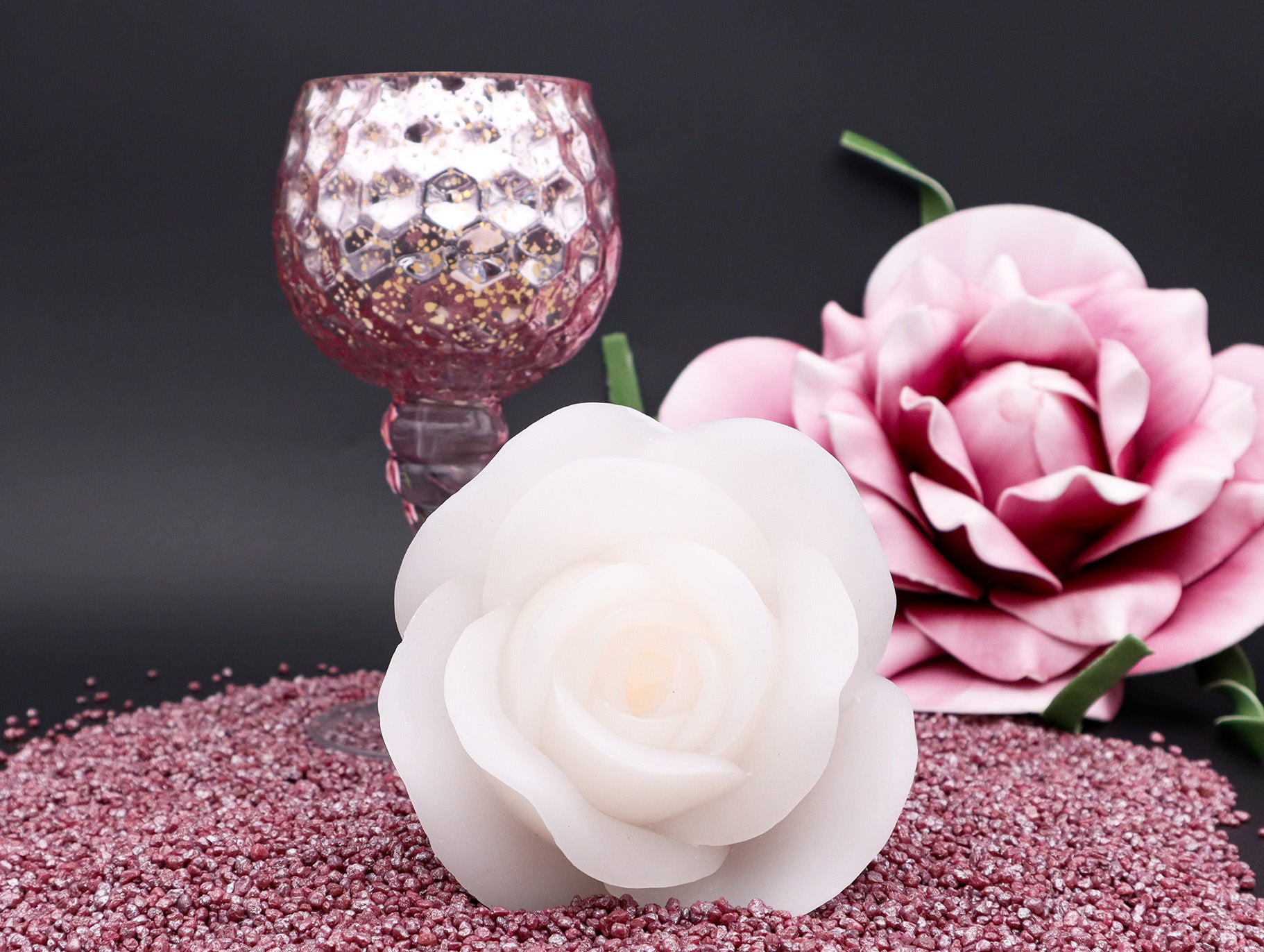 Beleuchtete Led home Herz – White Dekoration your ❤️ - Echtwachs Rose mit Rose Style ❤️