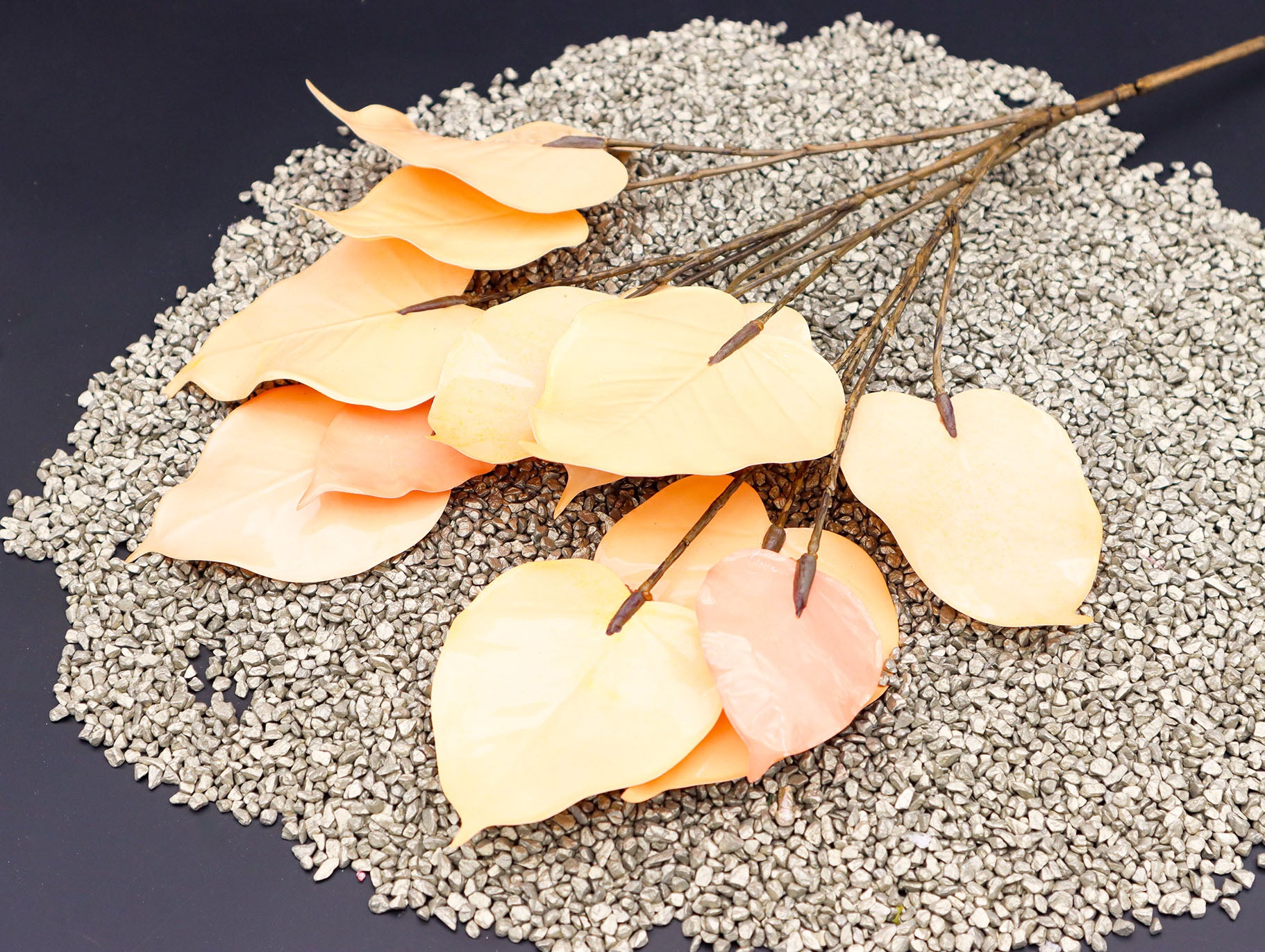 Luxury Style Blätterzweig in Apricot Pastell 60 cm