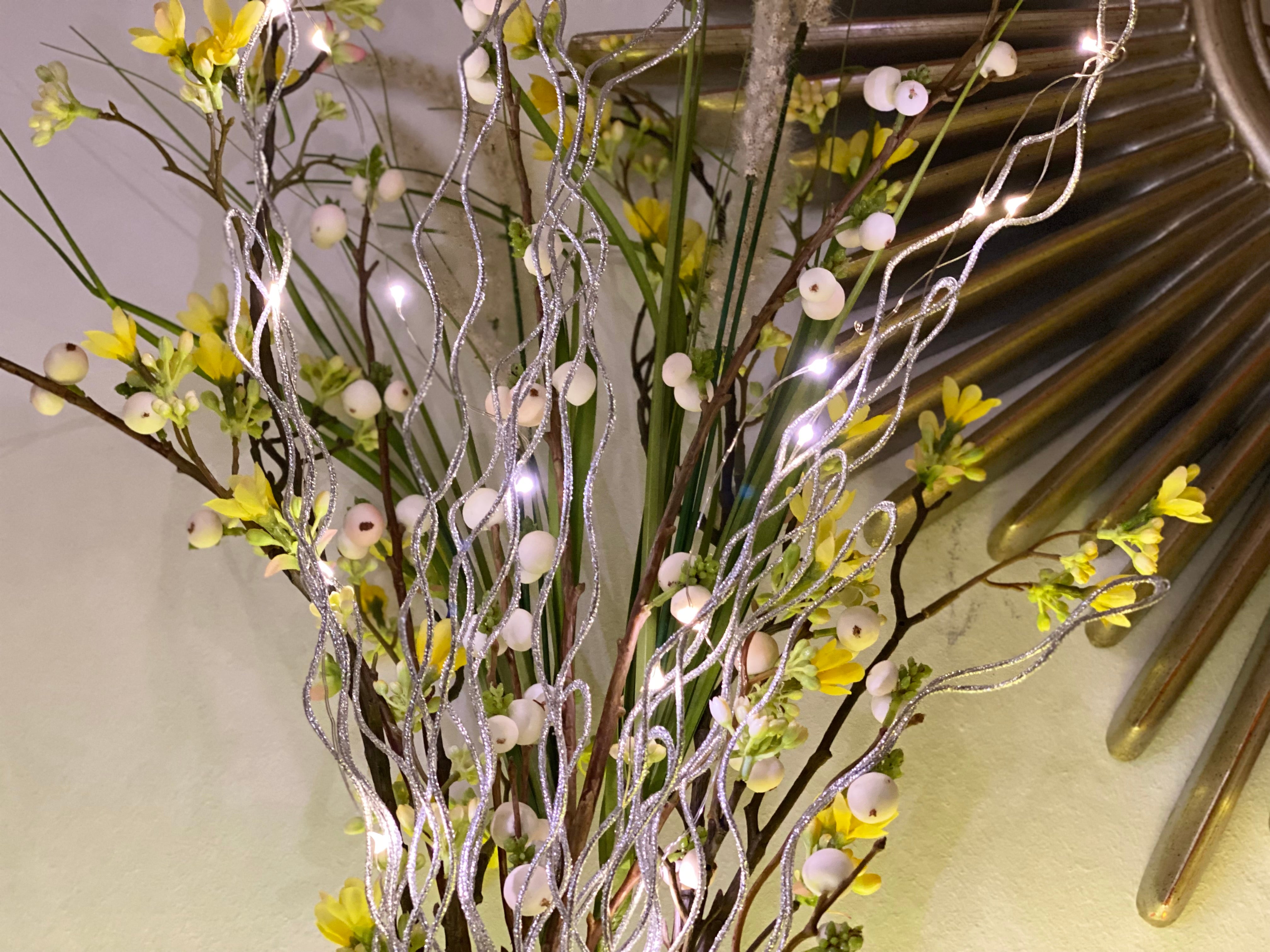 Beleuchteter Zweig in Silber mit 20 LED´s
