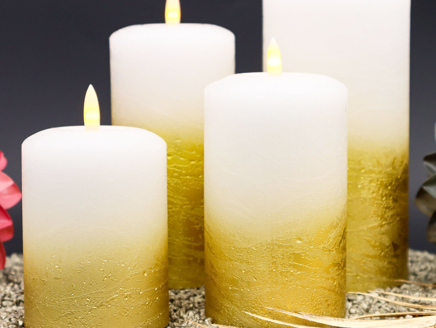 Luxury Style LED Kerzen Ombrè Gold-Weiß