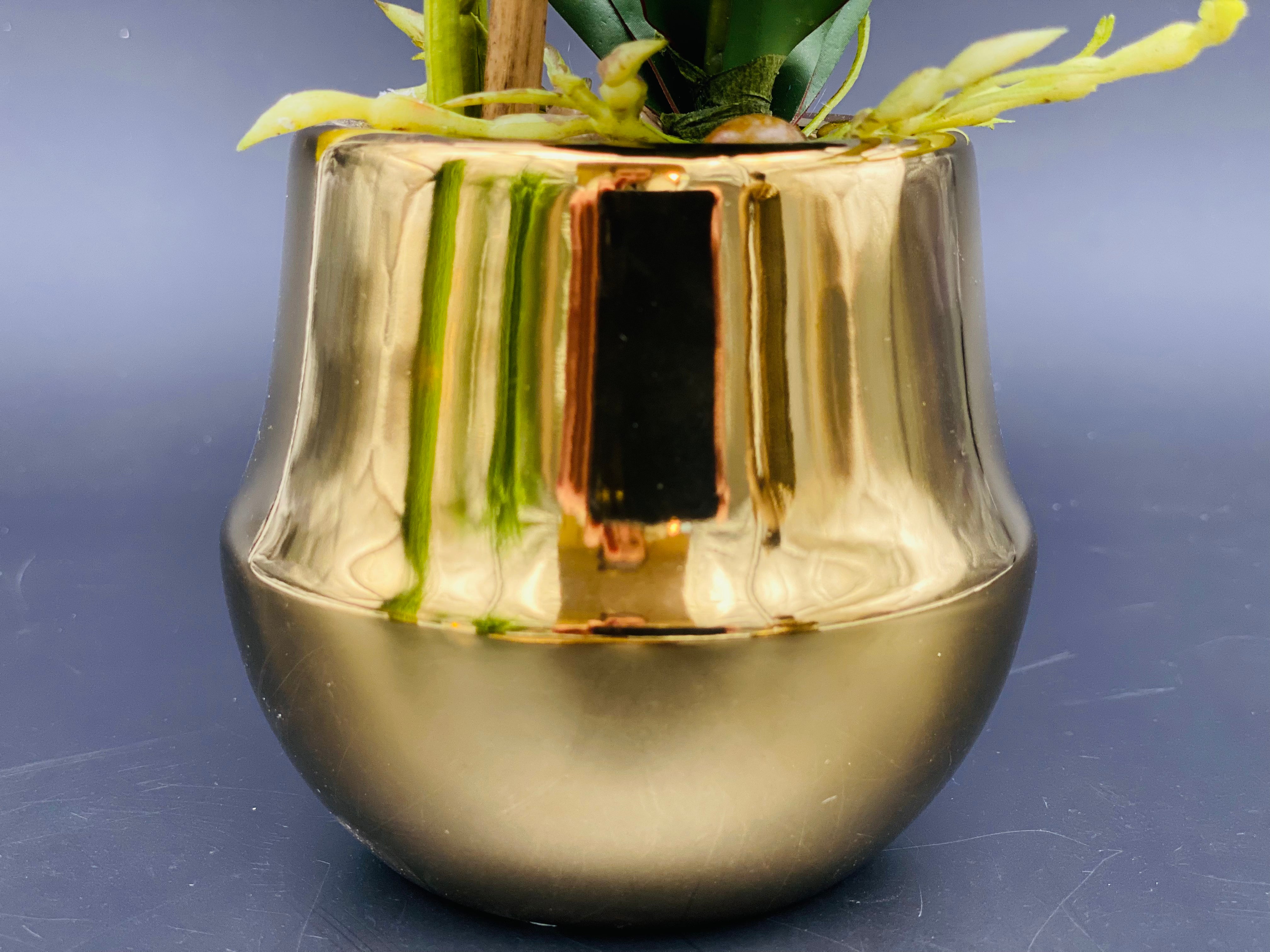 Orchidee in goldener Keramikvase 41 cm